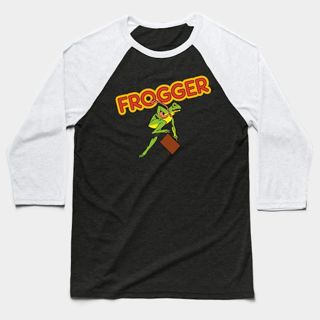 Frogger Cabinet Baseball T-Shirt by LabRat